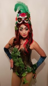 mistress amrita poisonivy red handmade wig metalic green leather corset halloween show
